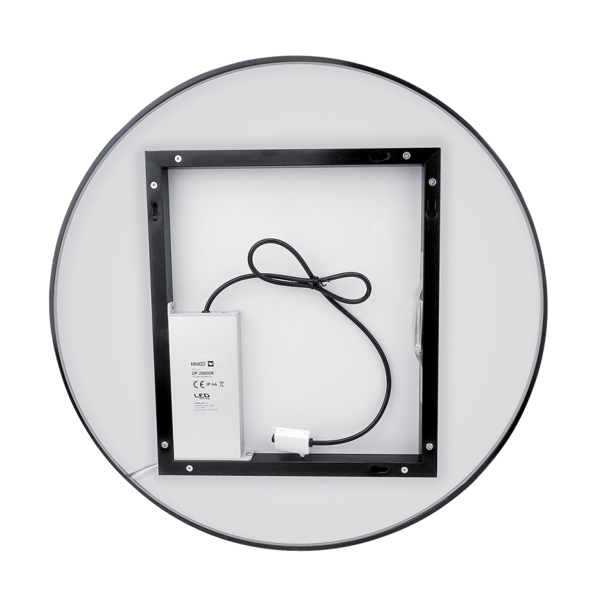 NIMCO ZPC 31002RVX-90 - LED Badkamerspiegel met dimbare verlichting LED/26W/230V 3000-6500K diameter 80 cm mat zwart IP44
