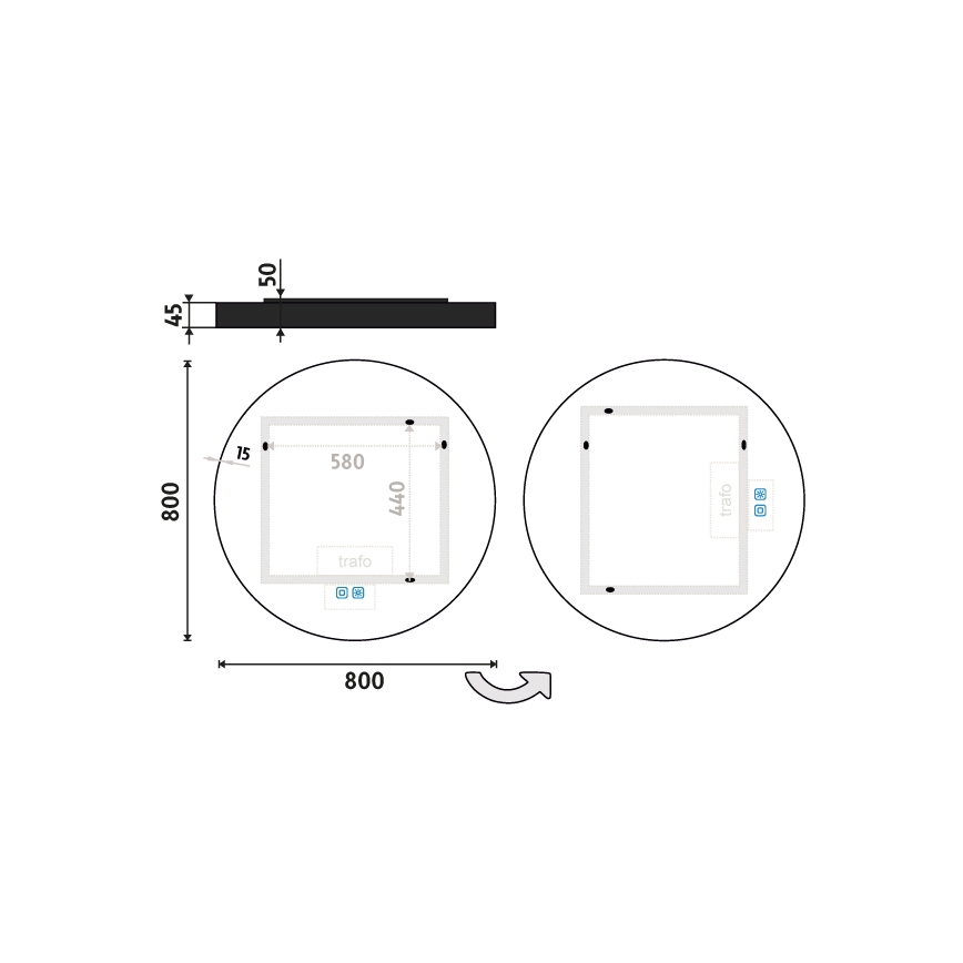 NIMCO ZPC 31002RVX-90 - LED Badkamerspiegel met dimbare verlichting LED/26W/230V 3000-6500K diameter 80 cm mat zwart IP44