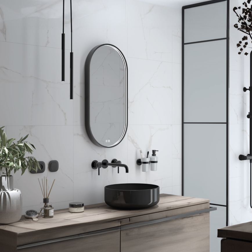 NIMCO ZPC 32002LVX-90 - LED-dimbare achtergrondverlichte badkamerspiegel LED/25W/230V 3000-6500K 80x40 cm mat zwart IP44