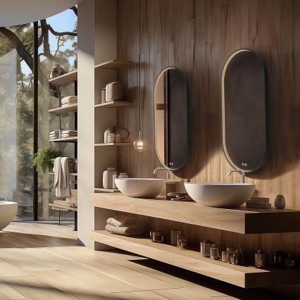 NIMCO ZPC 32002LVX-90 - LED-dimbare achtergrondverlichte badkamerspiegel LED/25W/230V 3000-6500K 80x40 cm mat zwart IP44