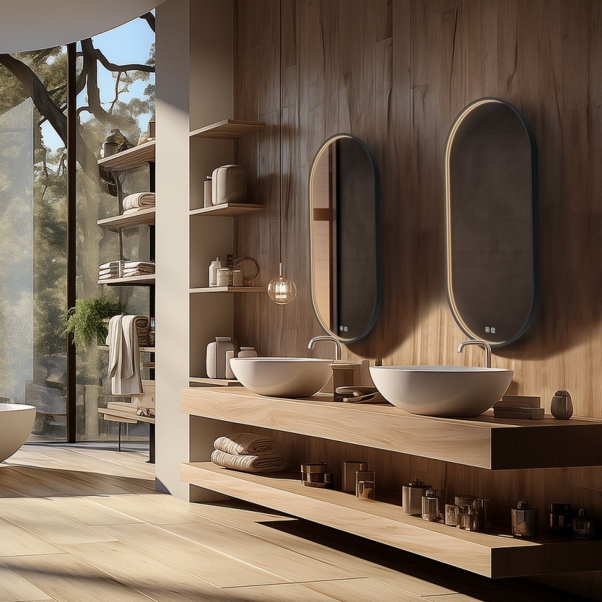 NIMCO ZPC 32002LVX-90 - LED-dimbare achtergrondverlichte badkamerspiegel LED/25W/230V 3000-6500K 80x40 cm mat zwart IP44