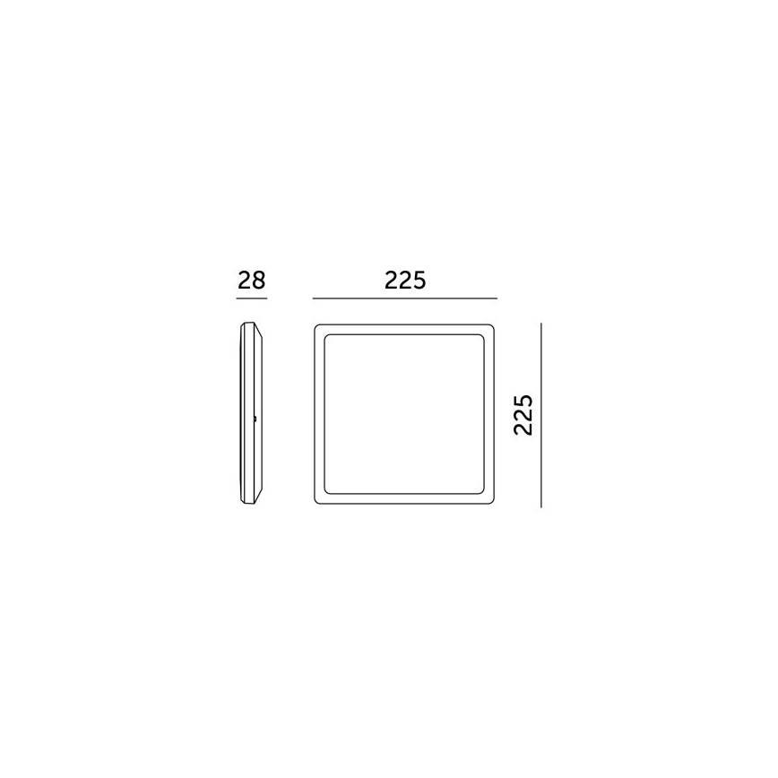 LED Badkamer plafondlamp NIVERA LED/12W/230V IP54 3000/4000/6000K 22,5x22,5 cm zwart