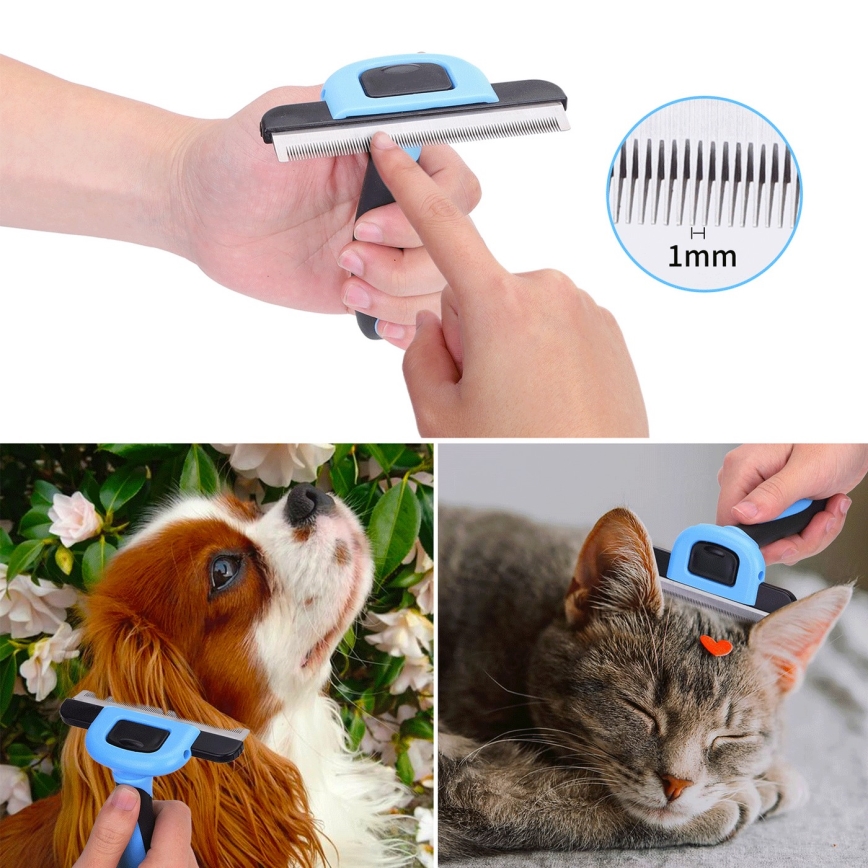 Nobleza - Borstel voor honden en katten blauw 10,5 cm