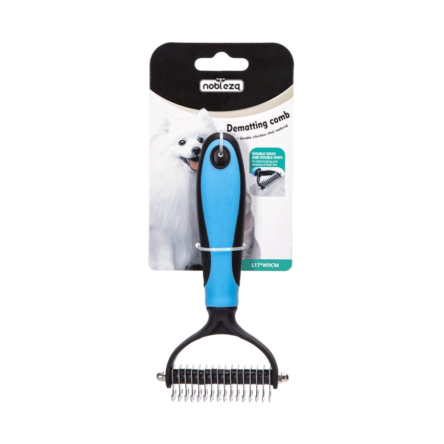 Nobleza - Trimkam voor honden en katten blauw 9 cm
