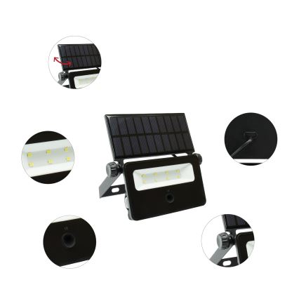 LED Zonne-spot met bewegings- en schemersensor NOCTIS LED/2W/1800 mAh 3,7V 6000K IP65