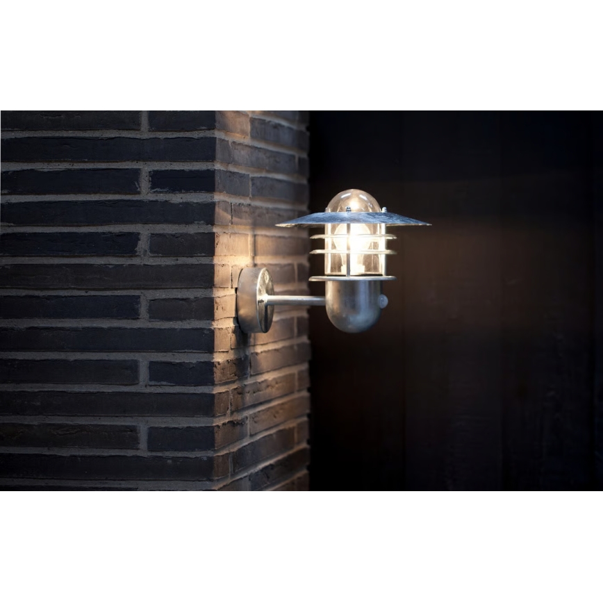 Nordlux - Buitenwandlamp AGGER met bewegingssensor 1x E27/60W/230V IP54 zilver