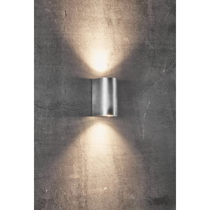 Nordlux - Buitenwandlamp CANTO 2xGU10/28W/230V IP44 zilver