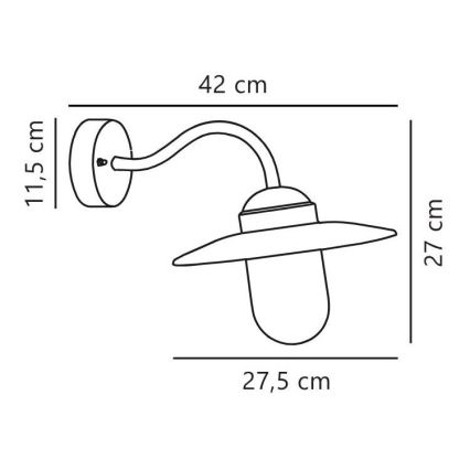 Nordlux - Buitenwandlamp LUXEMBOURG 1xE27/60W/230V IP54 koperkleurig