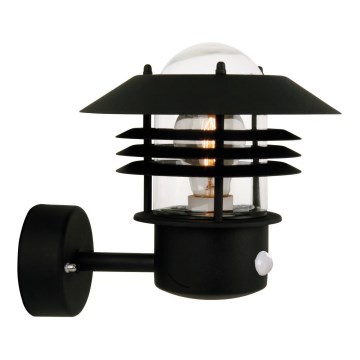 Nordlux - Buitenwandlamp met sensor VEJERS 1xE27/60W/230V IP54 zwart