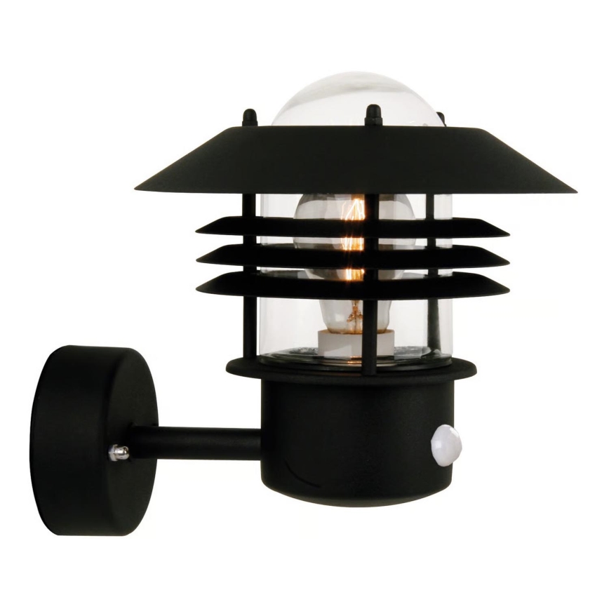 Nordlux - Buitenwandlamp met sensor VEJERS 1xE27/60W/230V IP54 zwart