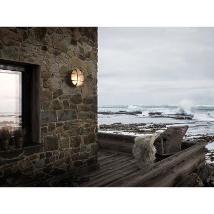 Nordlux - Buitenwandlamp POLPERRO 1xE27/12,5W/230V IP64 messing