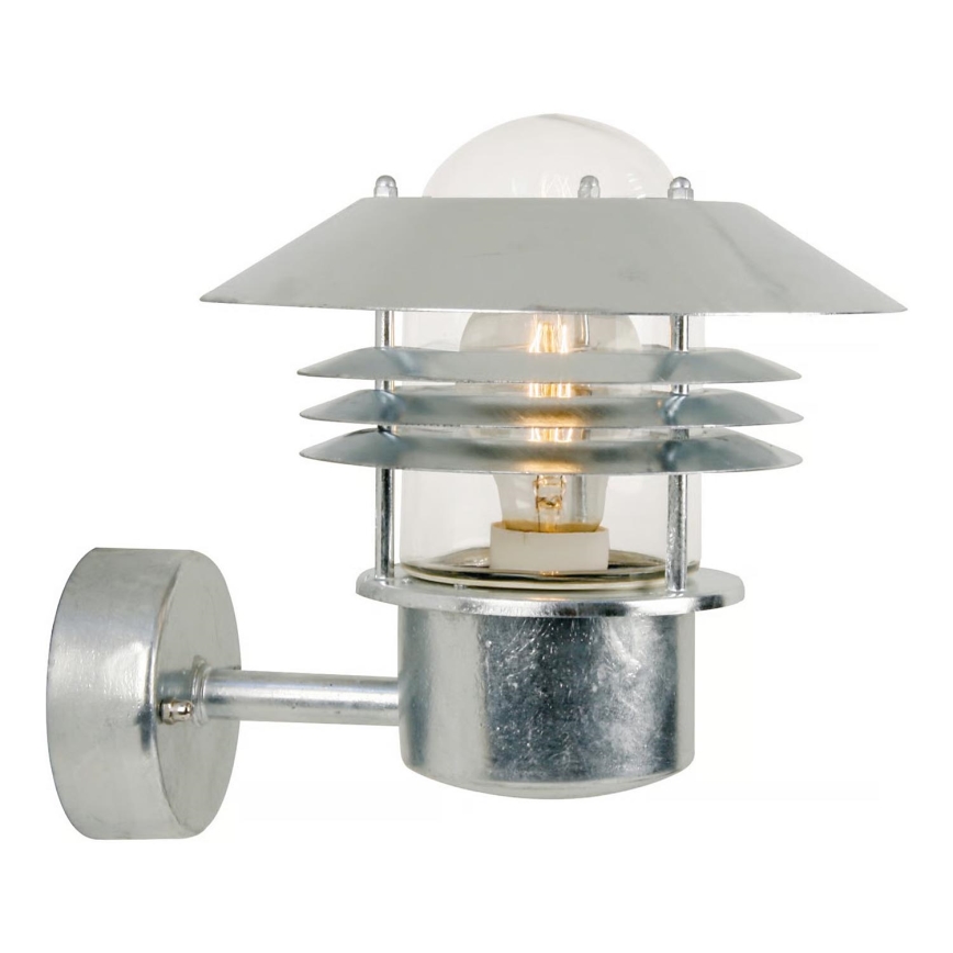 Nordlux - Buitenwandlamp VEJERS 1xE27/60W/230V IP54 zilver