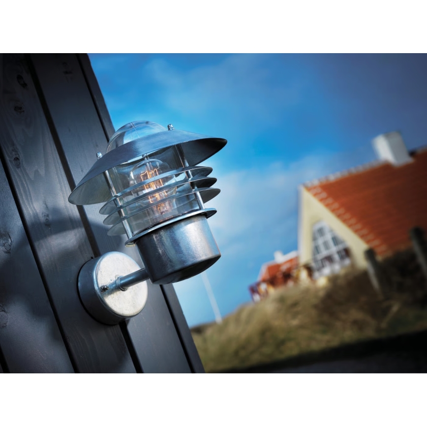 Nordlux - Buitenwandlamp VEJERS 1xE27/60W/230V IP54 zilver