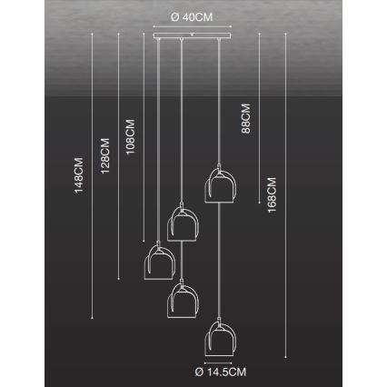 Nordlux - Hanglamp aan een koord BOSHI 5xE14/40W/230V