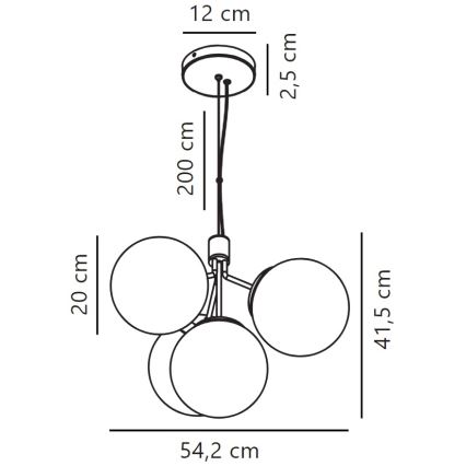 Nordlux - Hanglamp aan een koord IVONA 4xE27/28W/230V goud