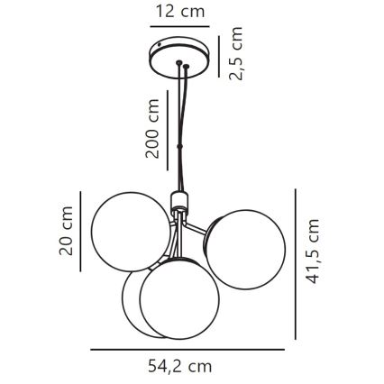 Nordlux - Hanglamp aan een koord IVONA 4xE27/28W/230V zwart