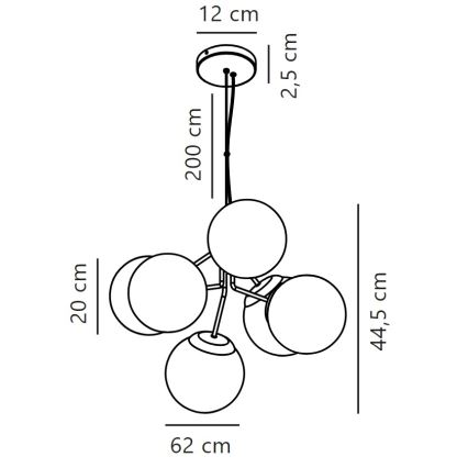 Nordlux - Hanglamp aan een koord IVONA 6xE27/28W/230V goud