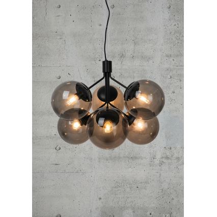 Nordlux - Hanglamp aan een koord IVONA 6xE27/28W/230V zwart
