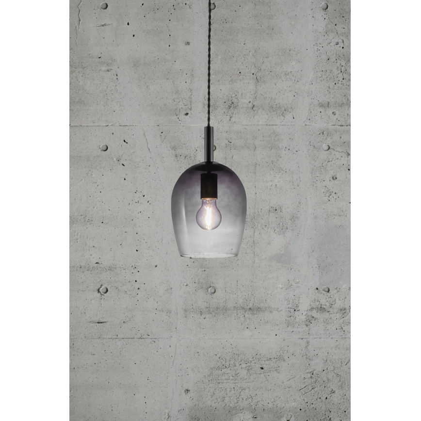 Nordlux - Hanglamp aan kabel UMA 1x E27/40W/230V Ø 18 cm zwart/rookglas