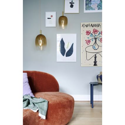 Nordlux - Hanglamp met kabel UMA 1xE27/40W/230V Ø 18 cm bruin/rookglas