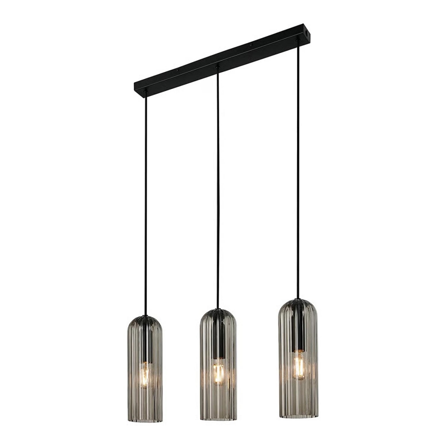 Nordlux - Hanglamp MIELLA met kabel 3xE27/25W/230V zwart/rookglas