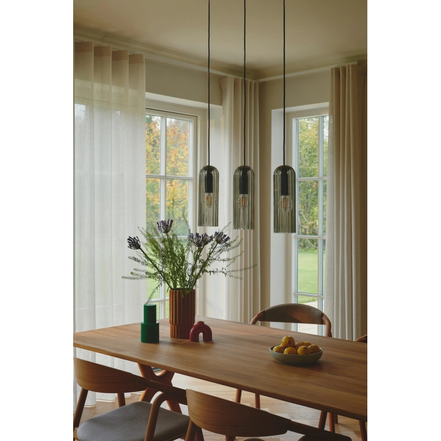 Nordlux - Hanglamp MIELLA met kabel 3xE27/25W/230V zwart/rookglas