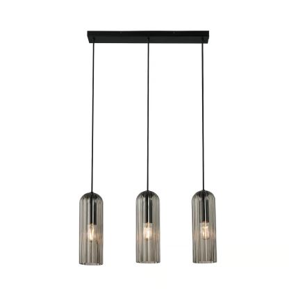 Nordlux - Hanglamp MIELLA met kabel 3xE27/25W/230V zwart/rookglas