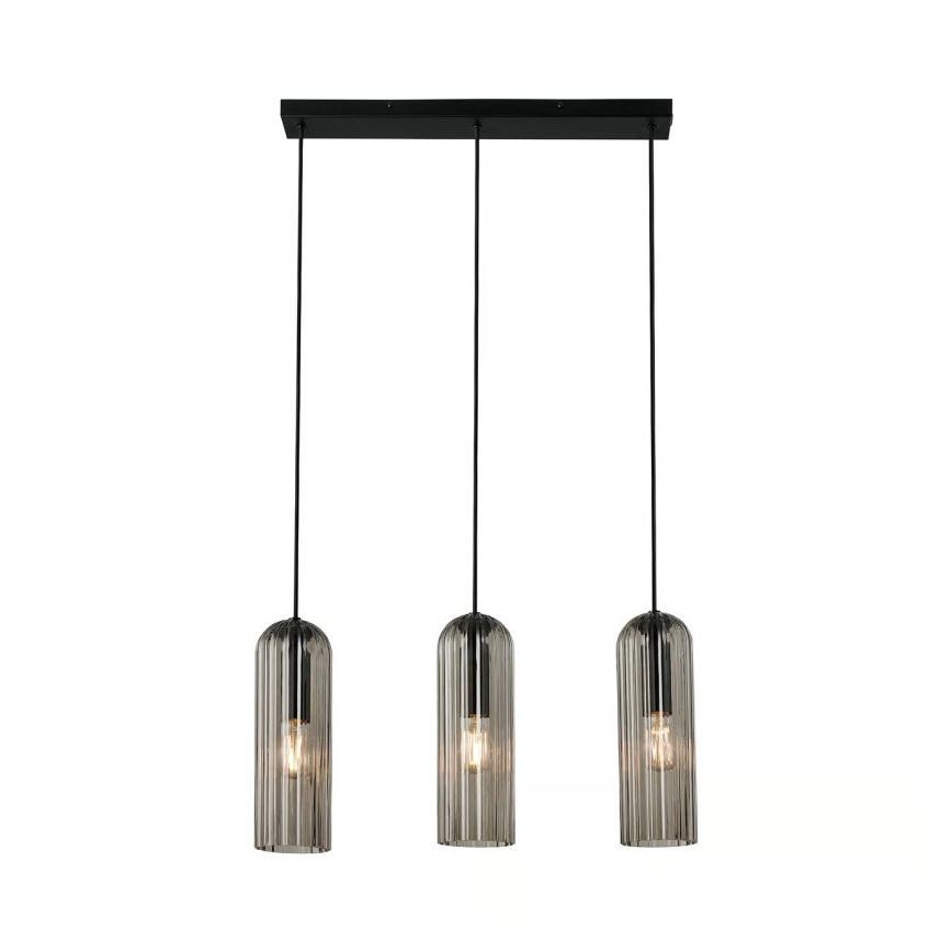 Nordlux - Hanglamp MIELLA met kabel 3xE27/25W/230V zwart/rookglas