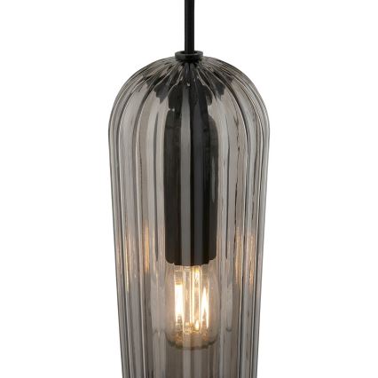 Nordlux - Hanglamp MIELLA met kabel 3xE27/25W/230V zwart/rookglas