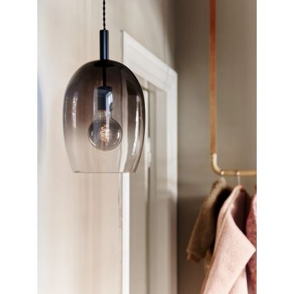 Nordlux - Hanglamp UMA aan kabel 1xE27/40W/230V Ø23 cm zwart/rookglas