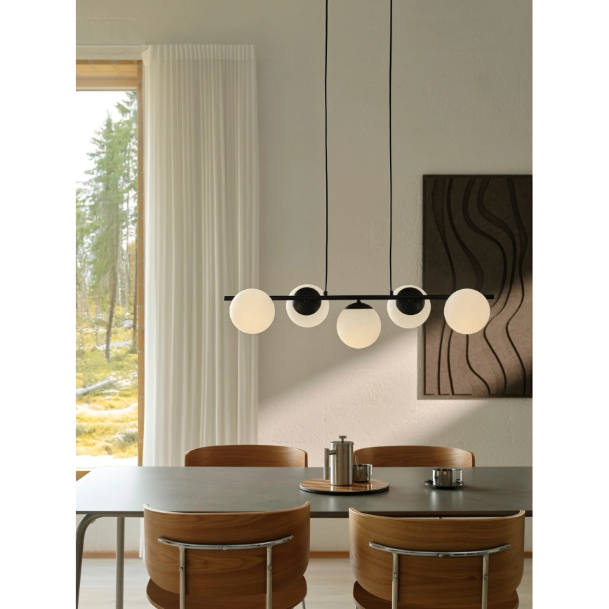 Nordlux - Kroonluchter aan kabel LILLY 5xE14/10W/230V zwart