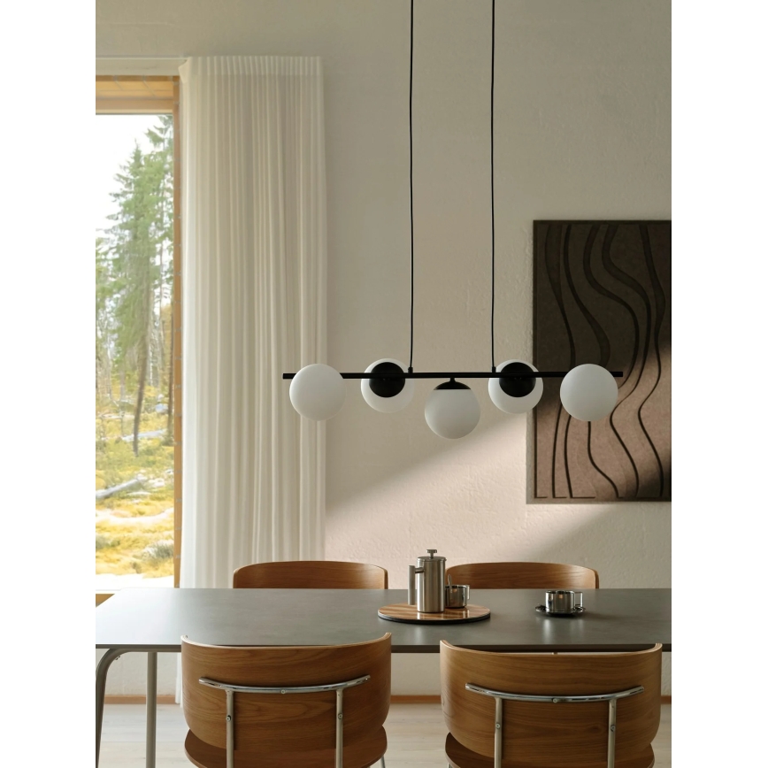 Nordlux - Kroonluchter aan kabel LILLY 5xE14/10W/230V zwart