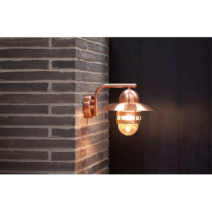 Nordlux - NIBE buitenwandlamp 1xE27/60W/230V IP54, koperen afwerking
