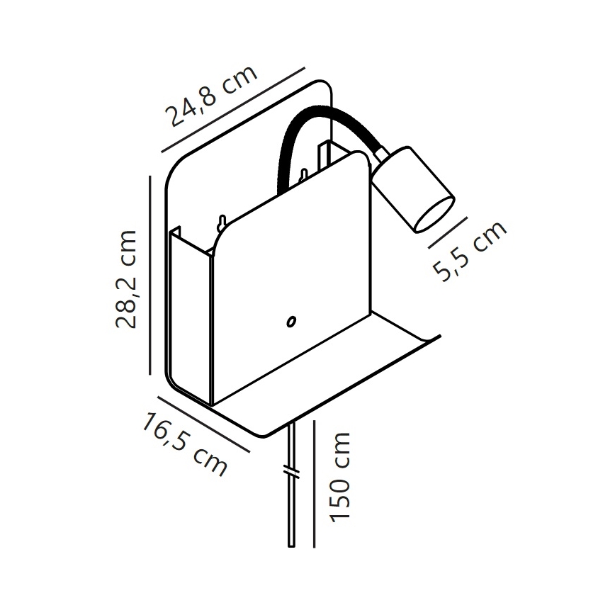 Nordlux - Wandspot met plank en USB ROOMI 1xGU10/8W/230V wit