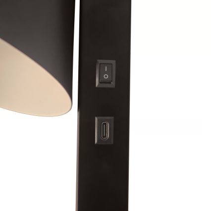 Nordlux - Wandlamp met USB WILMER 1xE14/40W/230V zwart