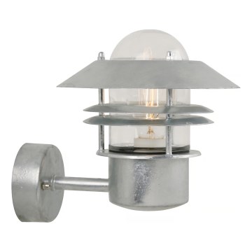 Nordlux - Wandlamp voor buiten BLOKHUS 1xE27/60W/230V IP54 zilver