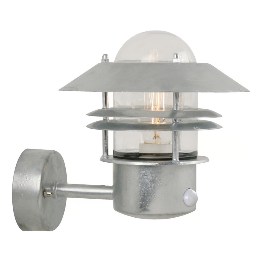 Nordlux - Wandlamp voor buiten met sensor BLOKHUS 1xE27/60W/230V IP54
