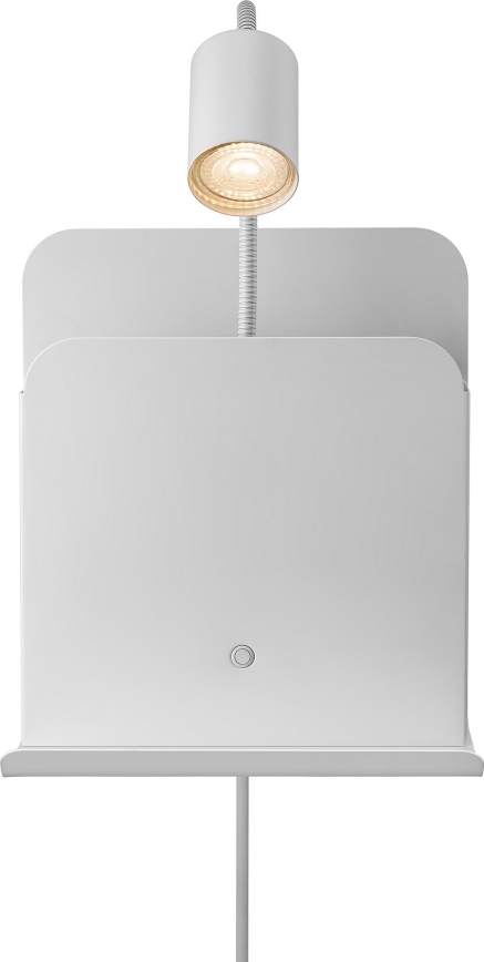 Nordlux - Wandspot met een plank en USB ROOMI 1xGU10/8W/230V wit