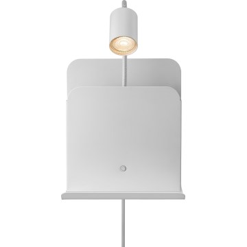 Nordlux - Wandspot met plank en USB ROOMI 1xGU10/8W/230V wit