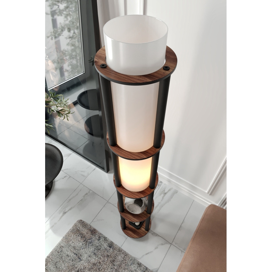 NOTO Vloerlamp met Planken 1xE27/40W/230V Bruin/Zwart