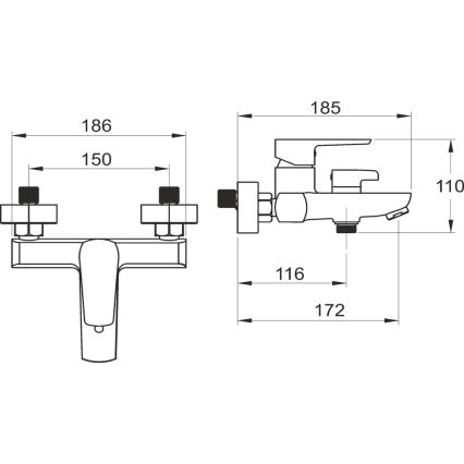 Novaservis - Badset met mengkraan METALIA, zwart