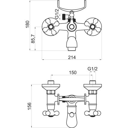 Novaservis - Badset met mengkraan TITANIA RETRO glanzend chroom