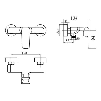 Novaservis - Douchekraan NOBLESS TINA, glanzend chroom