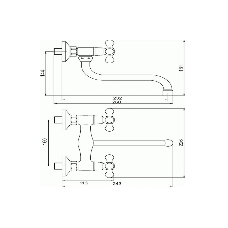 Novaservis - Keuken-/wastafelkraan TITANIA RETRO glanzend chroom