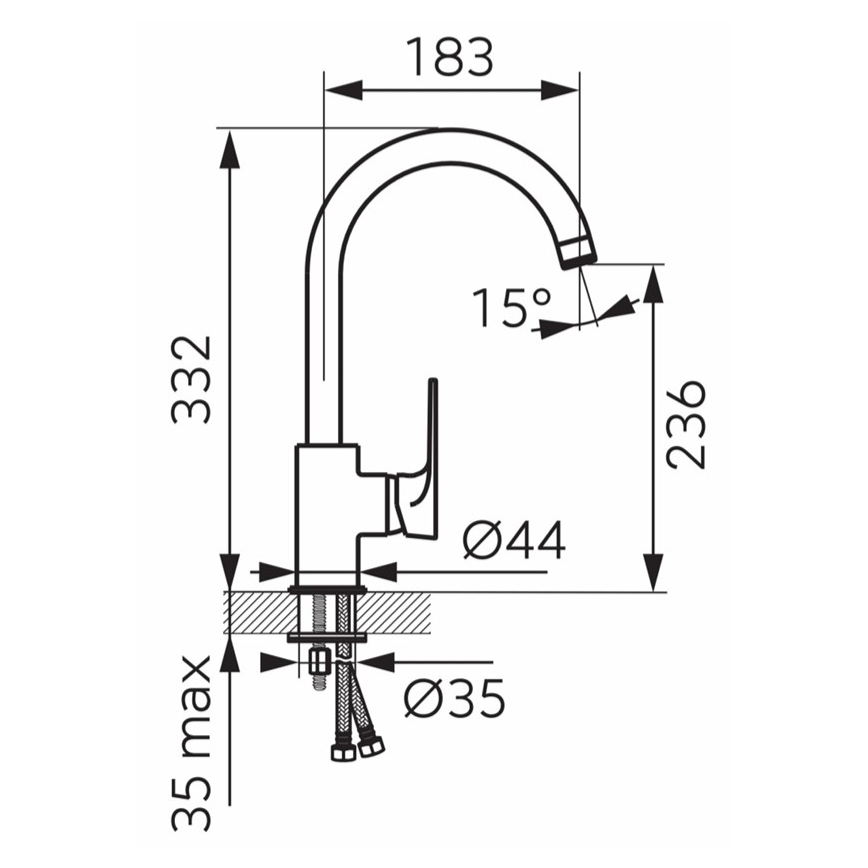 Novaservis - Keukenkraan ALGEO SQUARE glanzend chroom