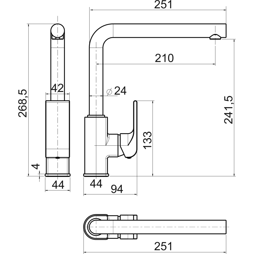 Novaservis - NOBLESS SHARP keukenkraan glanzend chroom