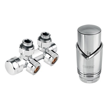 Novaservis - Set voor radiatoren met centrale aansluiting, hoekig, glanzend chroom