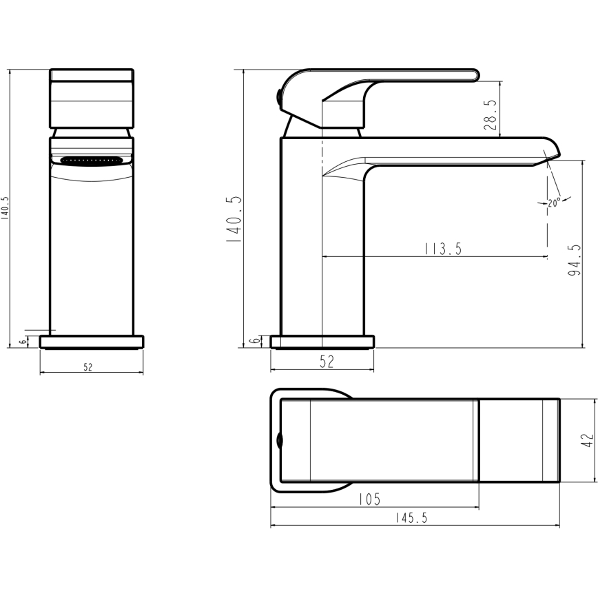 Novaservis - Wastafelkraan NOBLESS SHARP hoogglans chroom