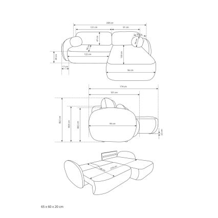 OLBIA L-vormige hoekbank met slaapfunctie en opbergruimte, rechts, beige