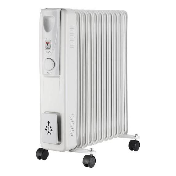 Oliegevulde radiator met 11 ribben, 1000/1500/2500 W, 230 V